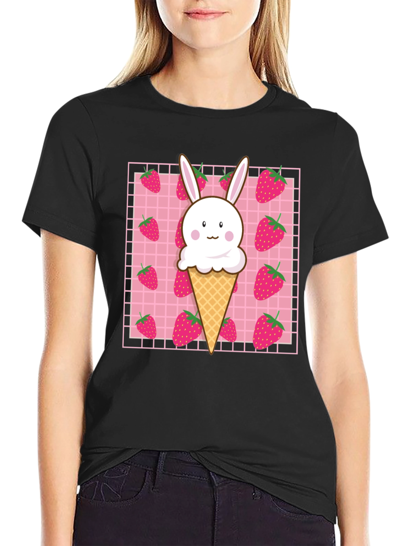 Kawaii Strawberry Bunny Ice Cream T-Shirt
