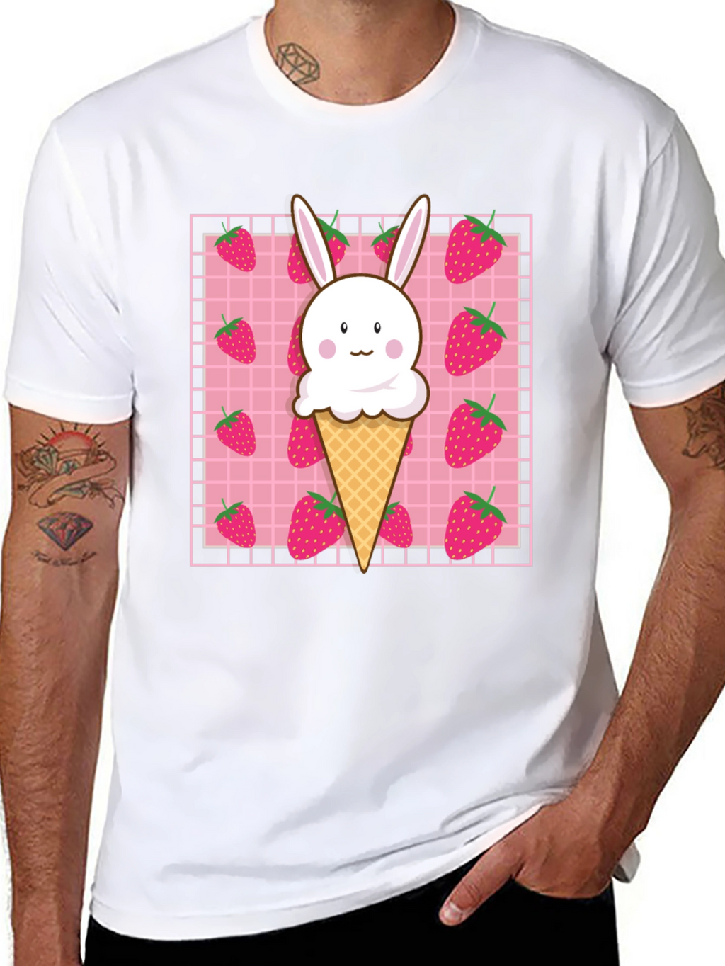 Kawaii Strawberry Bunny Ice Cream T-Shirt