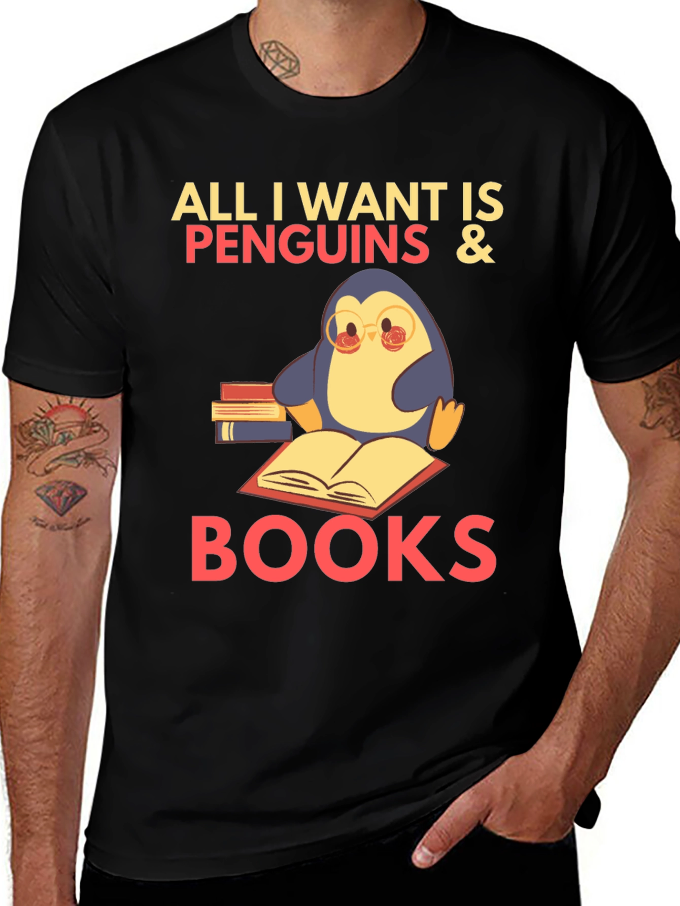 Penguin & Books T-Shirt: All I Want Is Penguins & Books