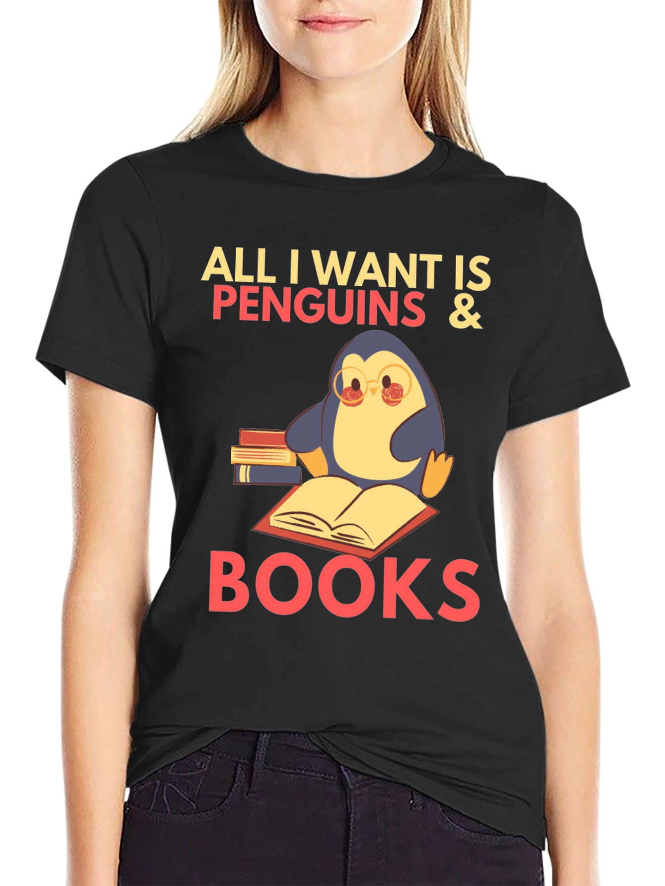 Penguin & Books T-Shirt: All I Want Is Penguins & Books