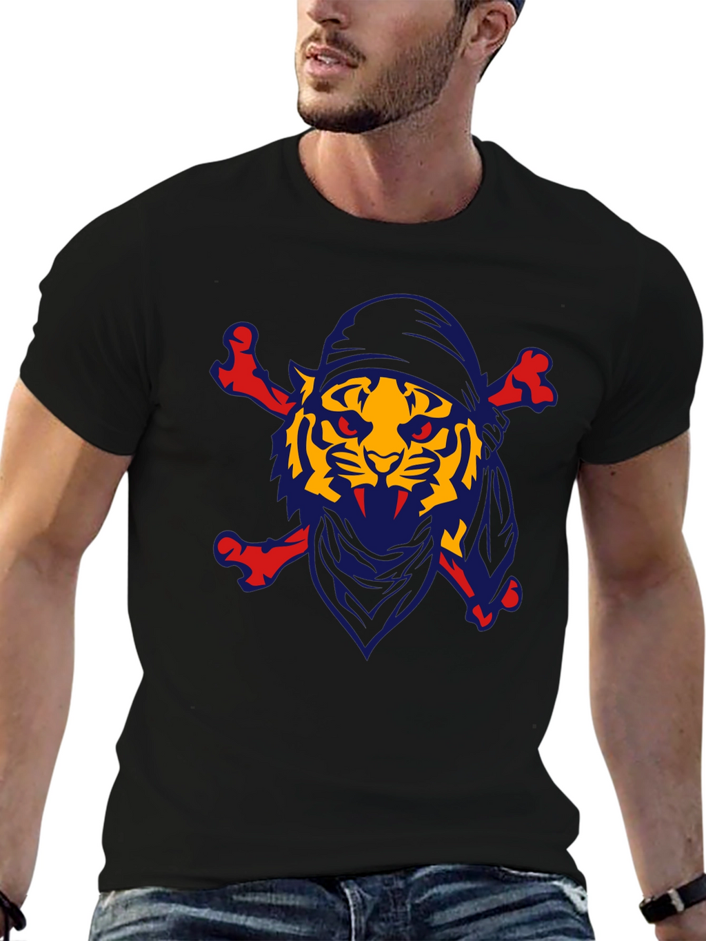 Pirate Tiger T-Shirt - Novelty Graphic Tee