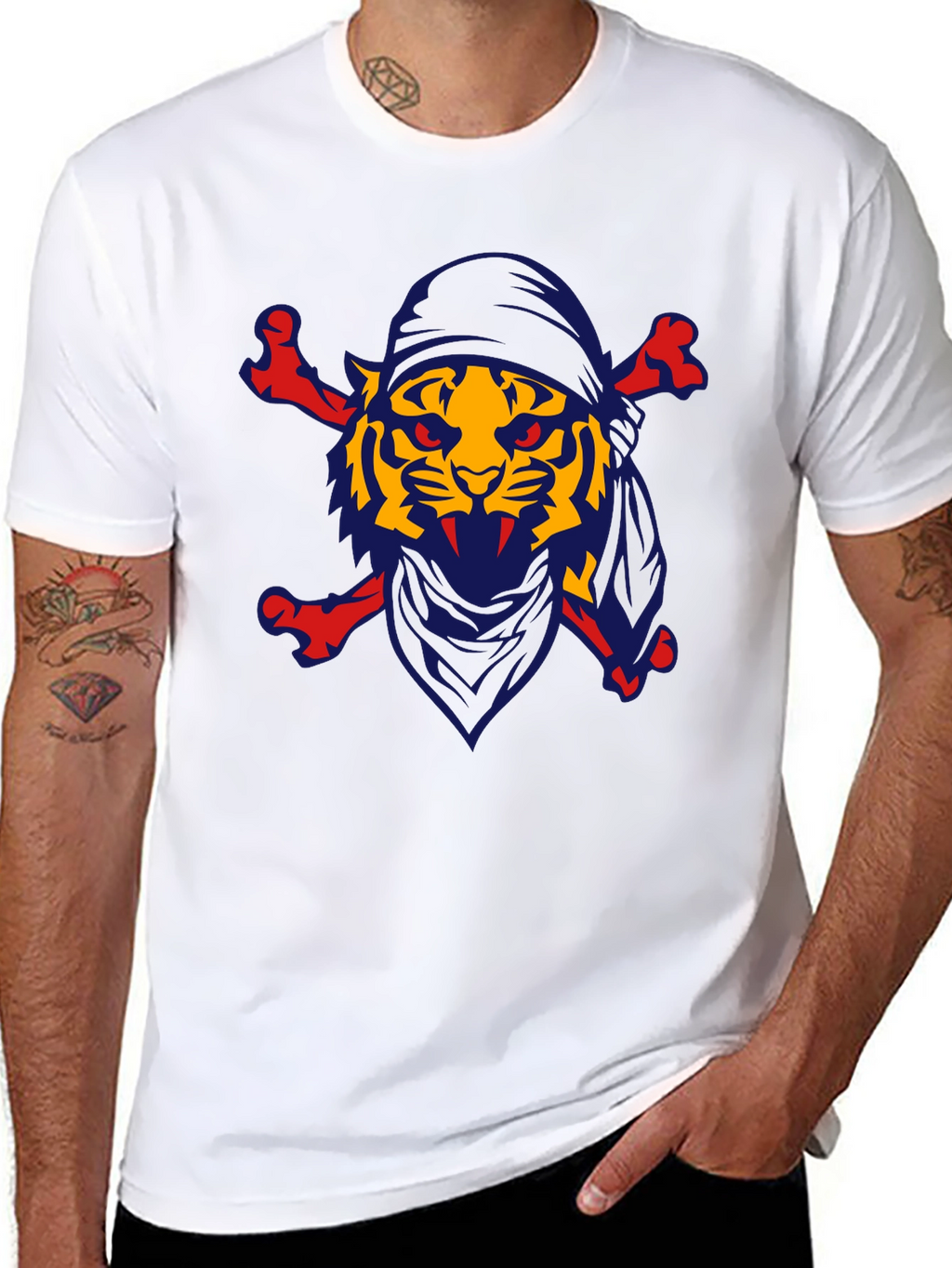 Pirate Tiger T-Shirt - Novelty Graphic Tee