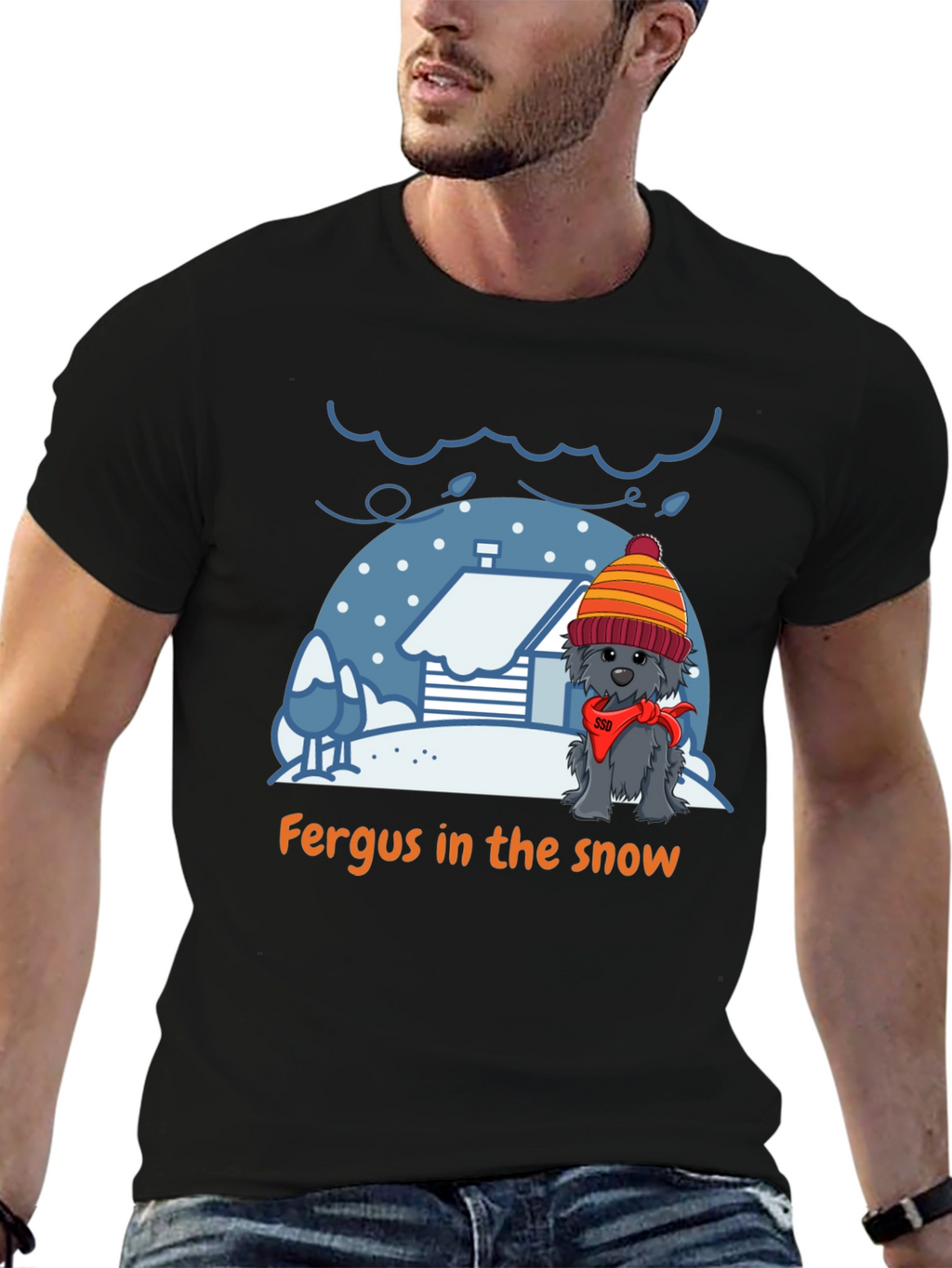 Fergus in the Snow Graphic T-Shirt