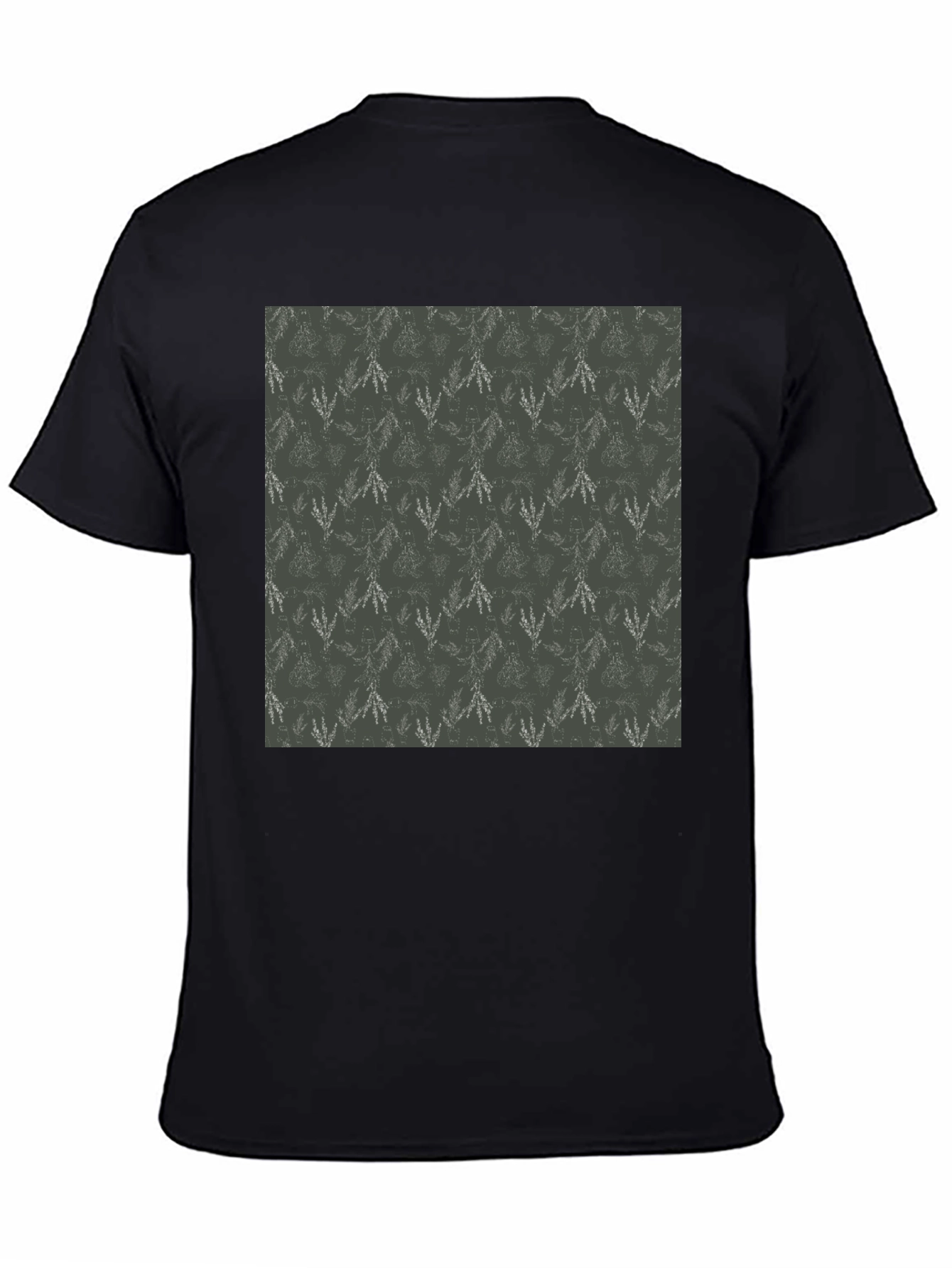 Trendy Black Tee with Leaf Pattern