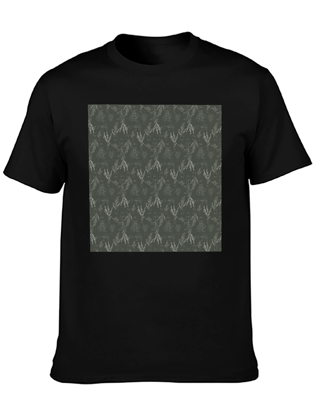 Trendy Black Tee with Leaf Pattern