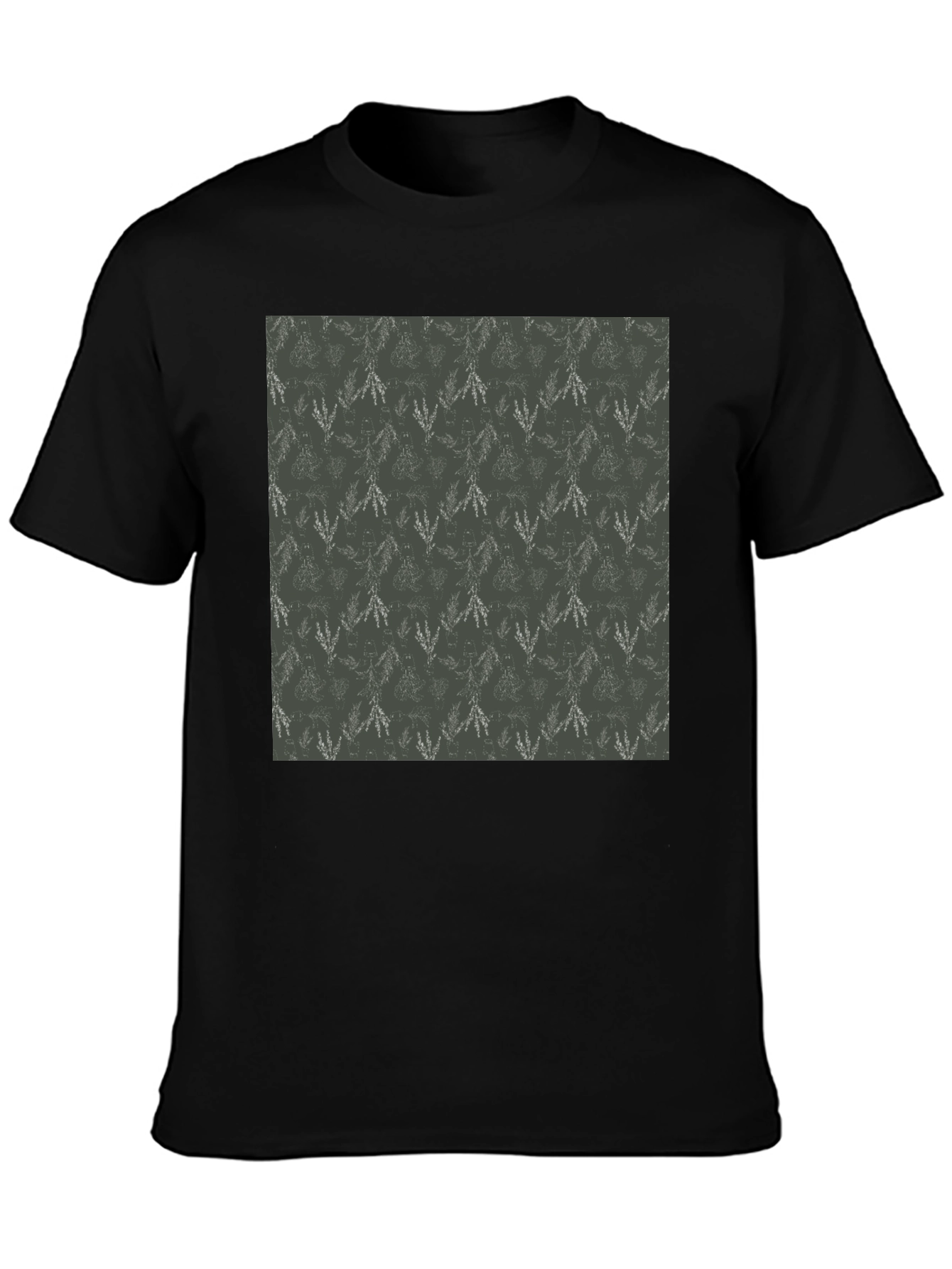 Trendy Black Tee with Leaf Pattern