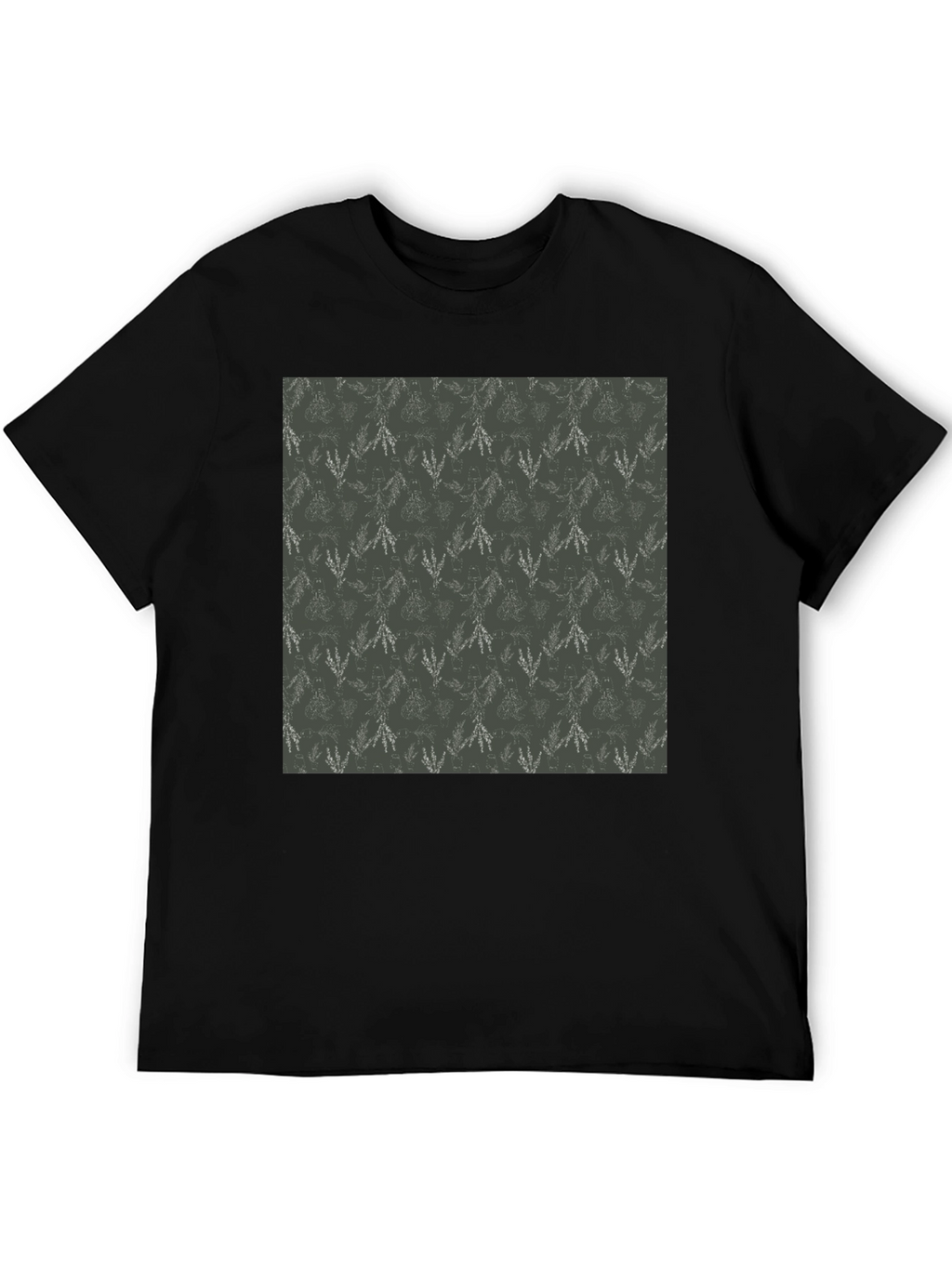 Trendy Black Tee with Leaf Pattern