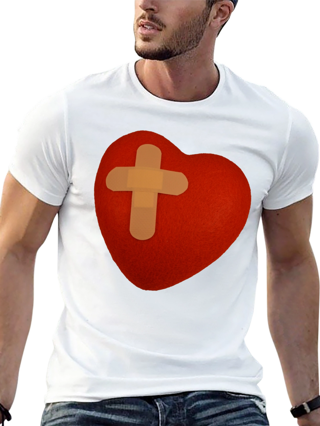 Heart with Bandage T-Shirt - Graphic Tee