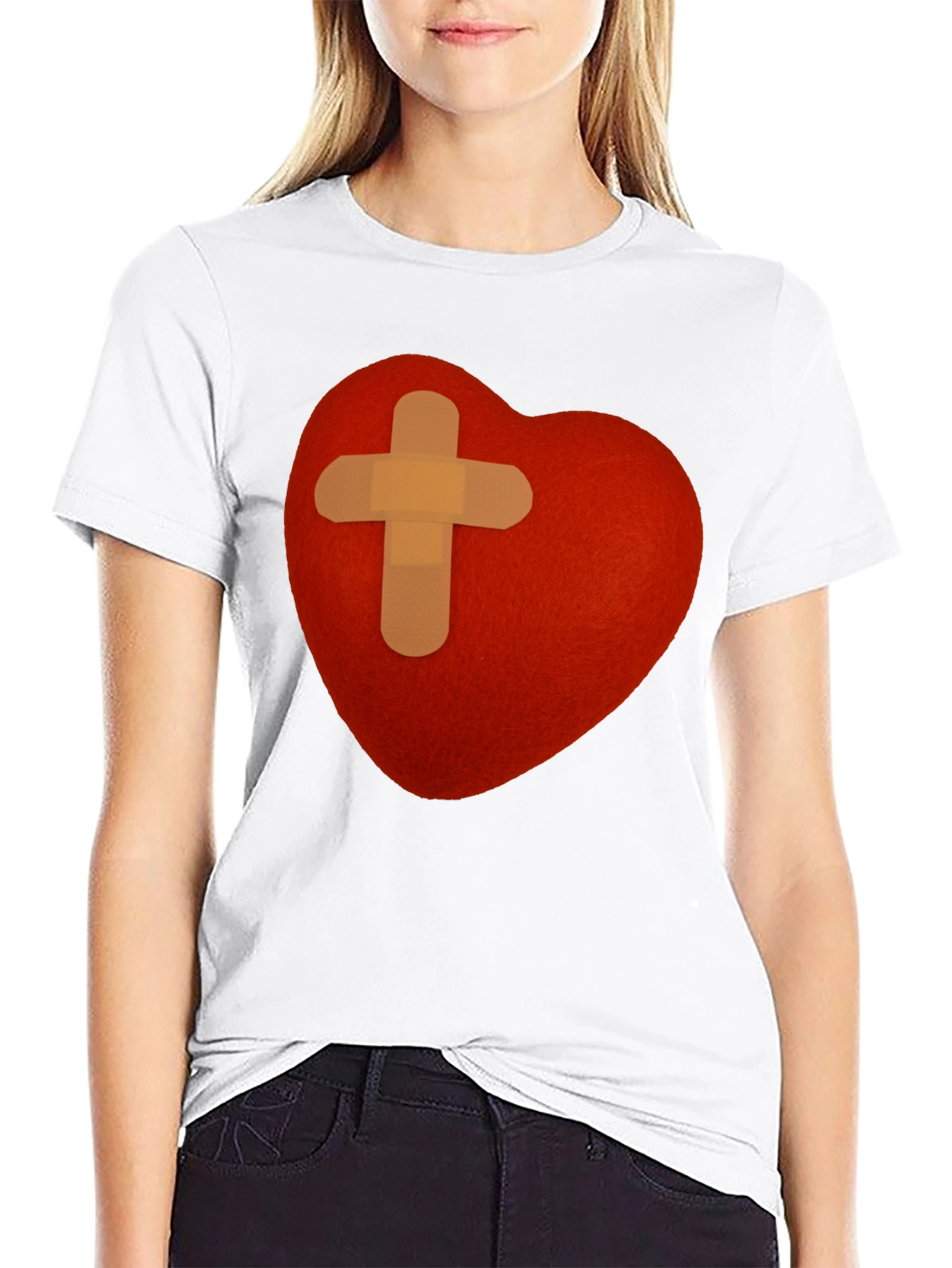 Heart with Bandage T-Shirt - Graphic Tee