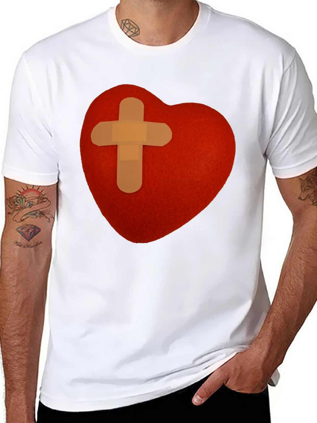 Heart with Bandage T-Shirt - Graphic Tee