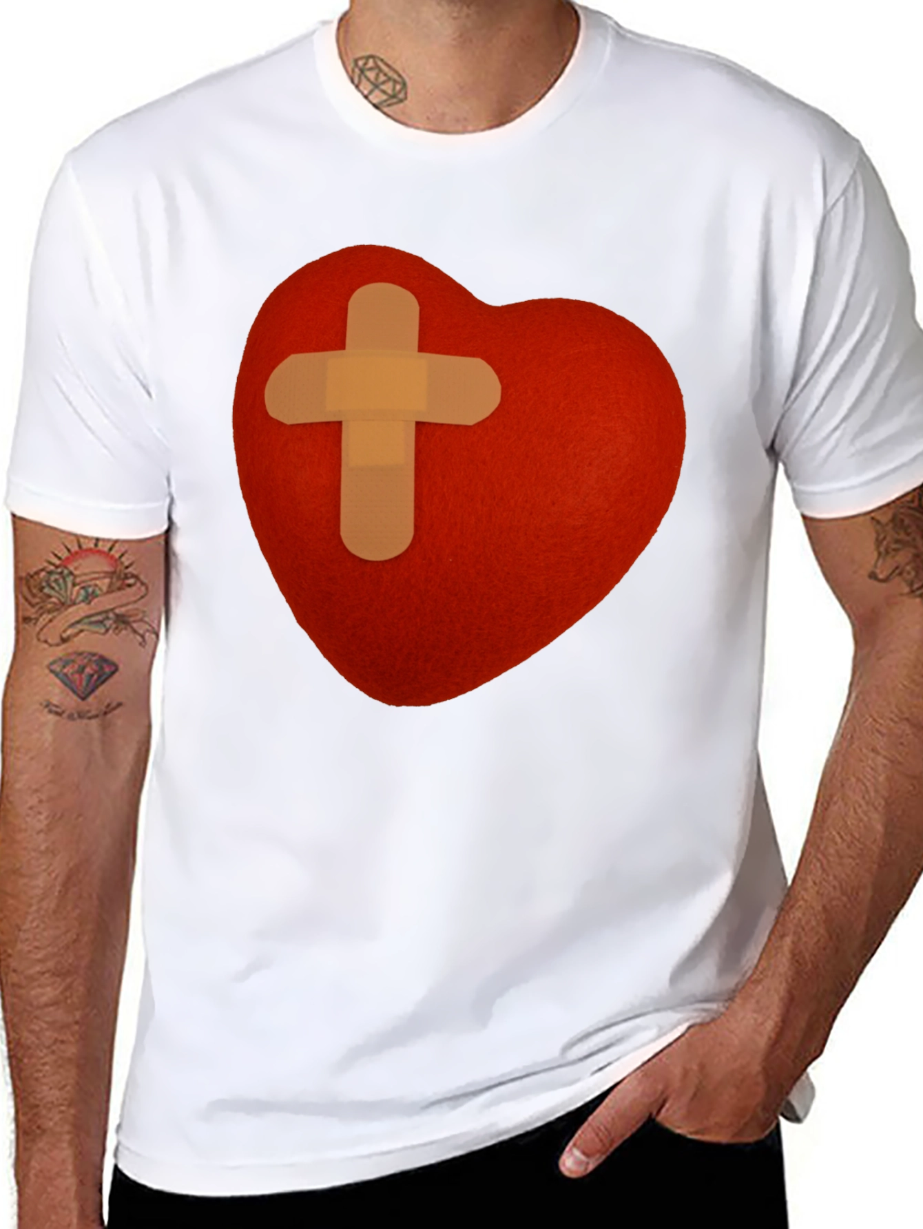 Heart with Bandage T-Shirt - Graphic Tee