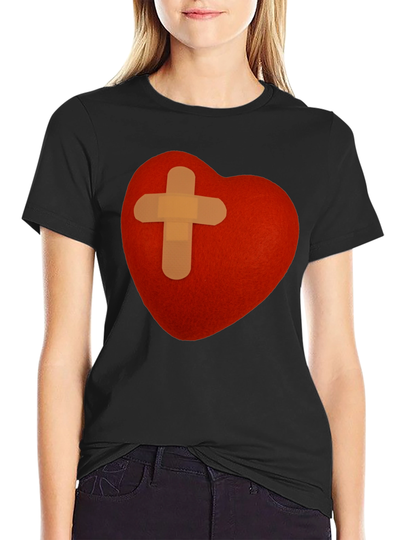 Heart with Bandage T-Shirt - Graphic Tee