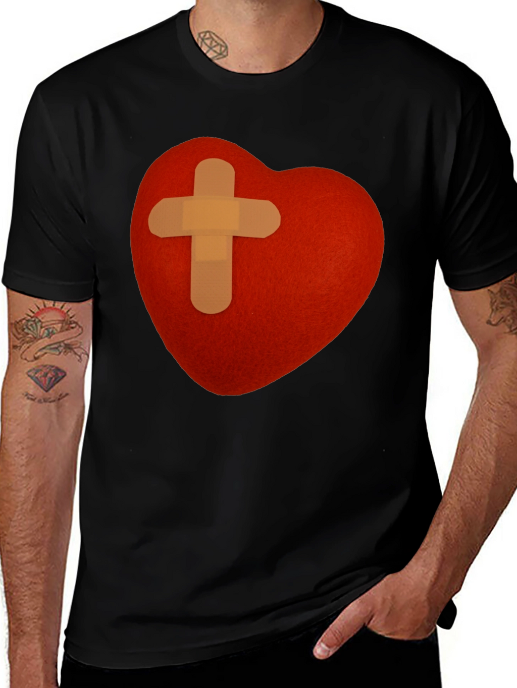 Heart with Bandage T-Shirt - Graphic Tee
