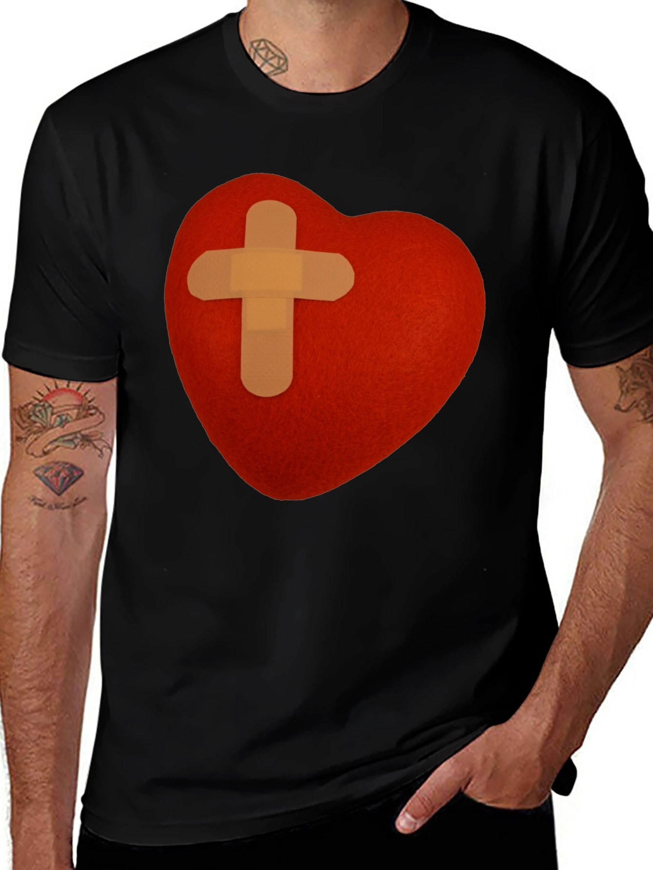 Heart with Bandage T-Shirt - Graphic Tee