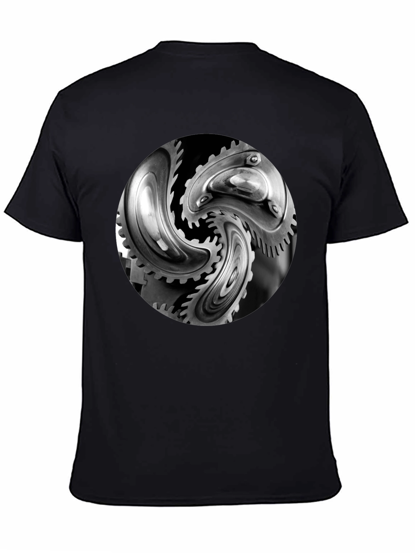Mechanical Gears Graphic T-Shirt - Modern Black Tee