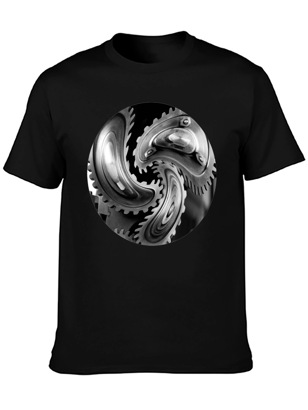 Mechanical Gears Graphic T-Shirt - Modern Black Tee
