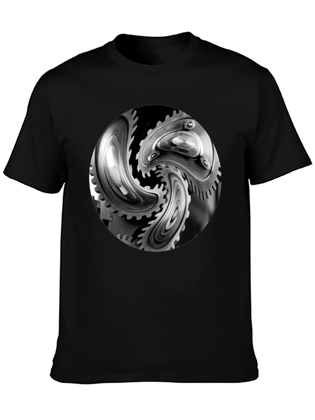 Mechanical Gears Graphic T-Shirt - Modern Black Tee