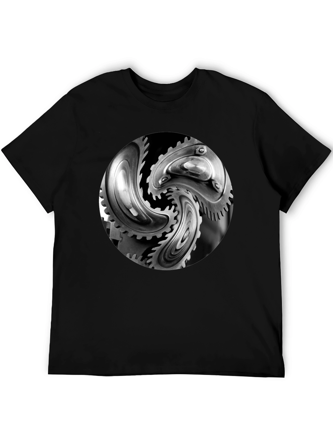 Mechanical Gears Graphic T-Shirt - Modern Black Tee