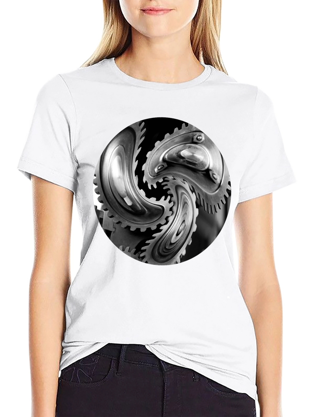 Mechanical Gears Graphic T-Shirt - Modern Black Tee