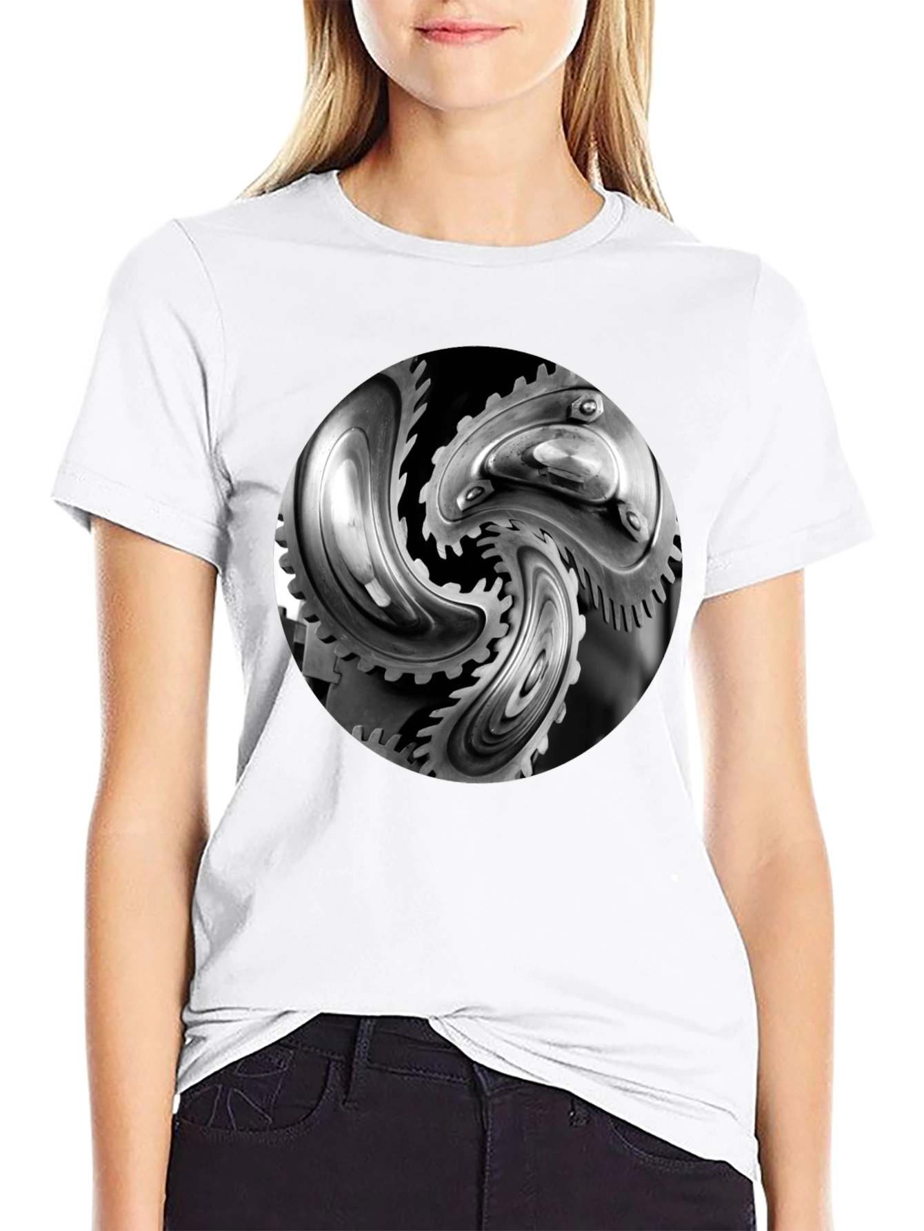 Mechanical Gears Graphic T-Shirt - Modern Black Tee