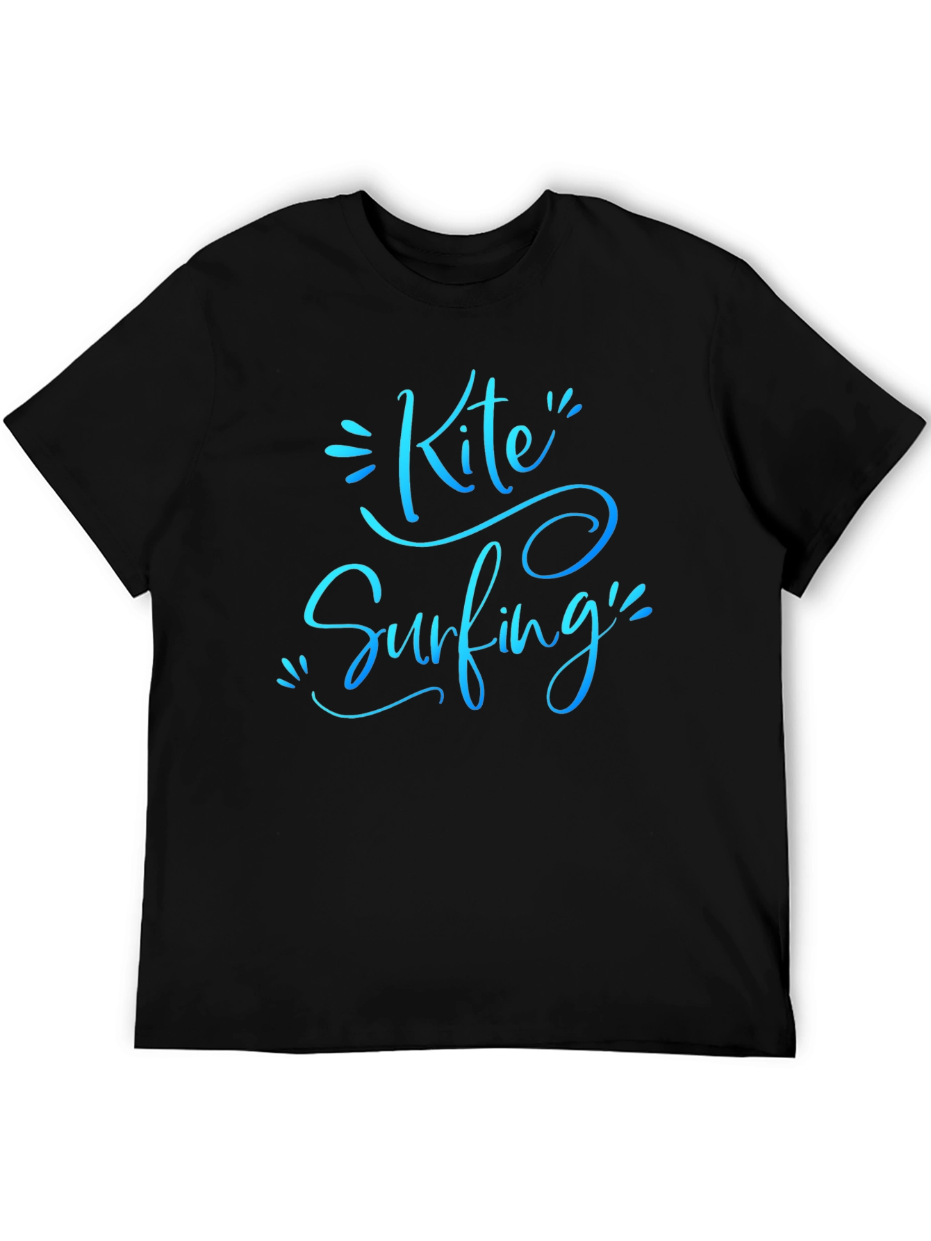 Kite Surfing Black Graphic Tee Shirt for Men