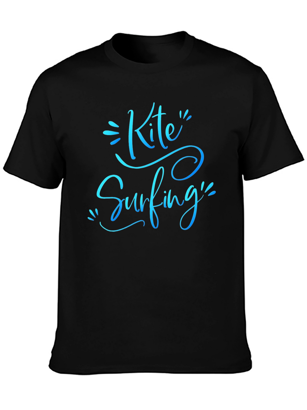 Kite Surfing Black Graphic Tee Shirt for Men