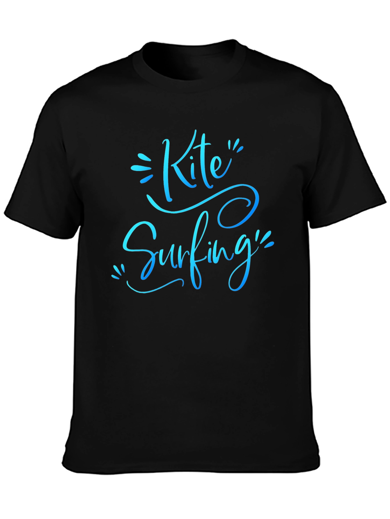 Kite Surfing Black Graphic Tee Shirt for Men
