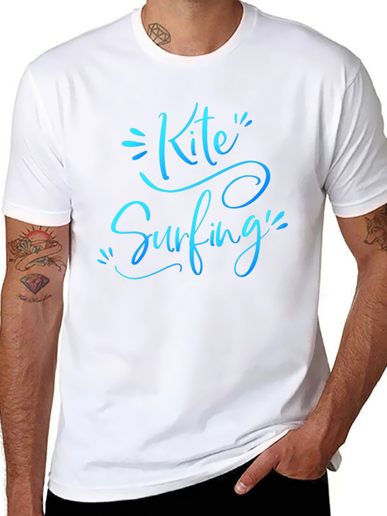 Kite Surfing Black Graphic Tee Shirt for Men