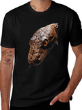 Mens Snake Graphic Print Crew Neck T-Shirt