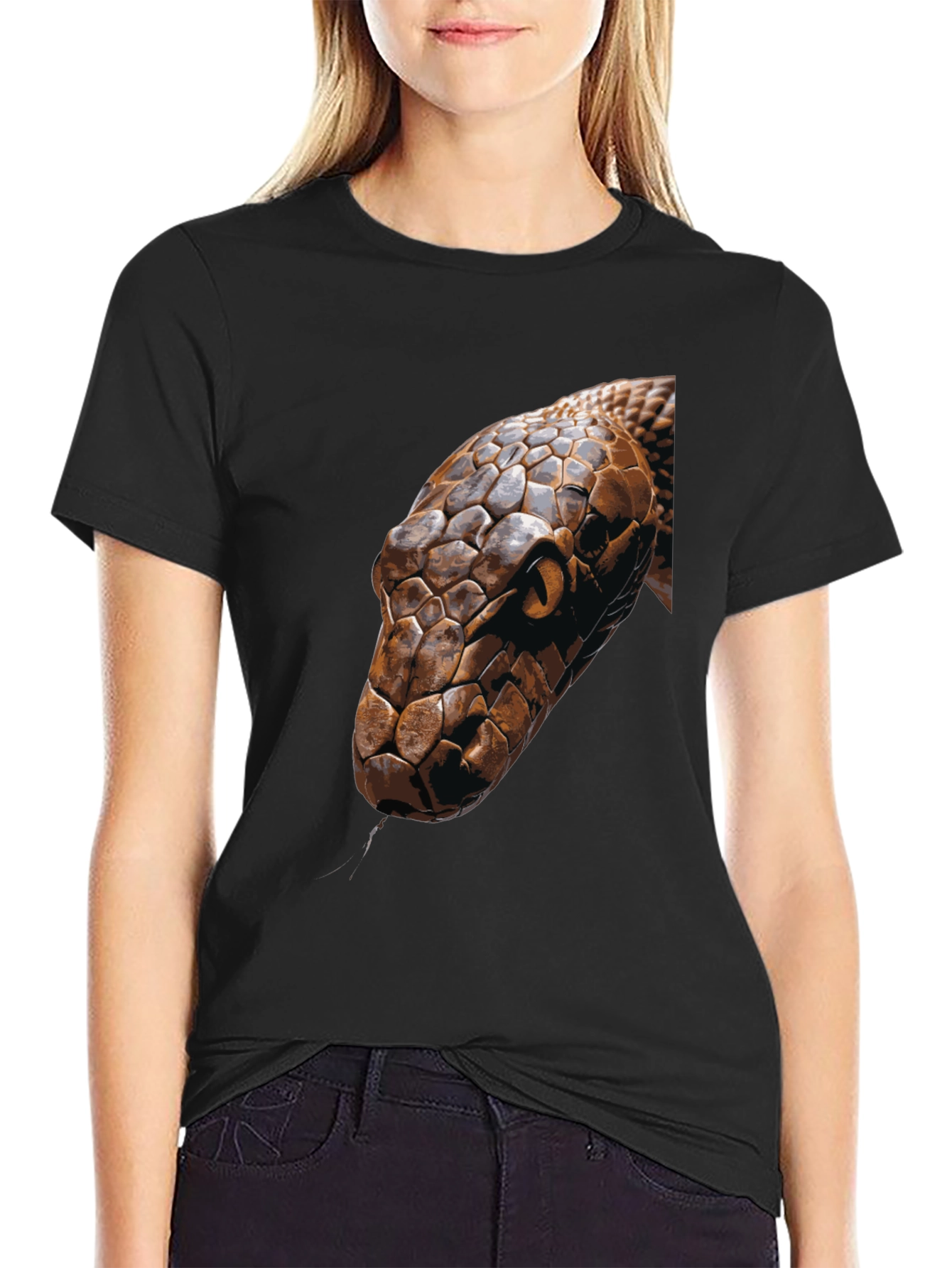 Mens Snake Graphic Print Crew Neck T-Shirt