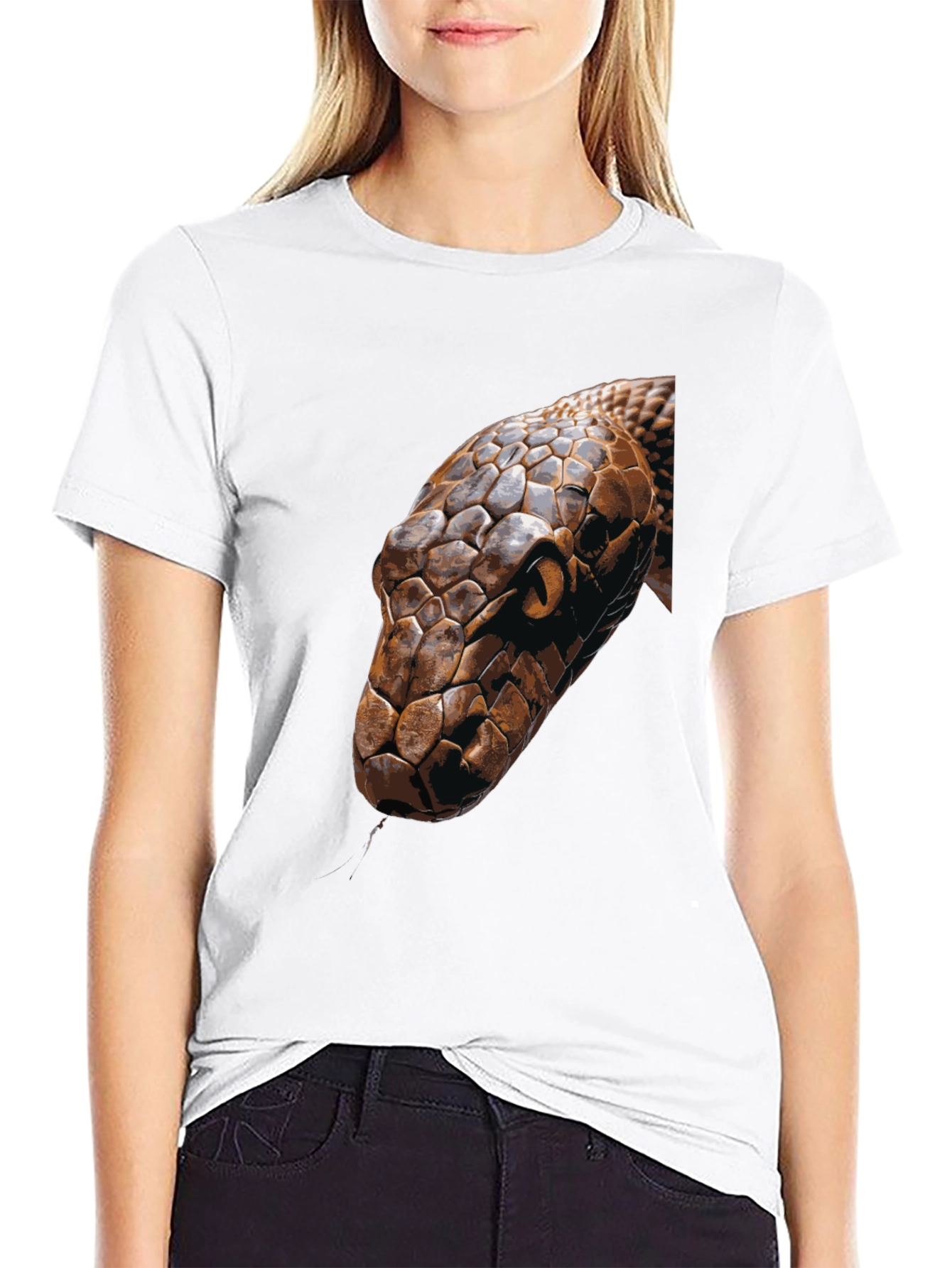 Mens Snake Graphic Print Crew Neck T-Shirt