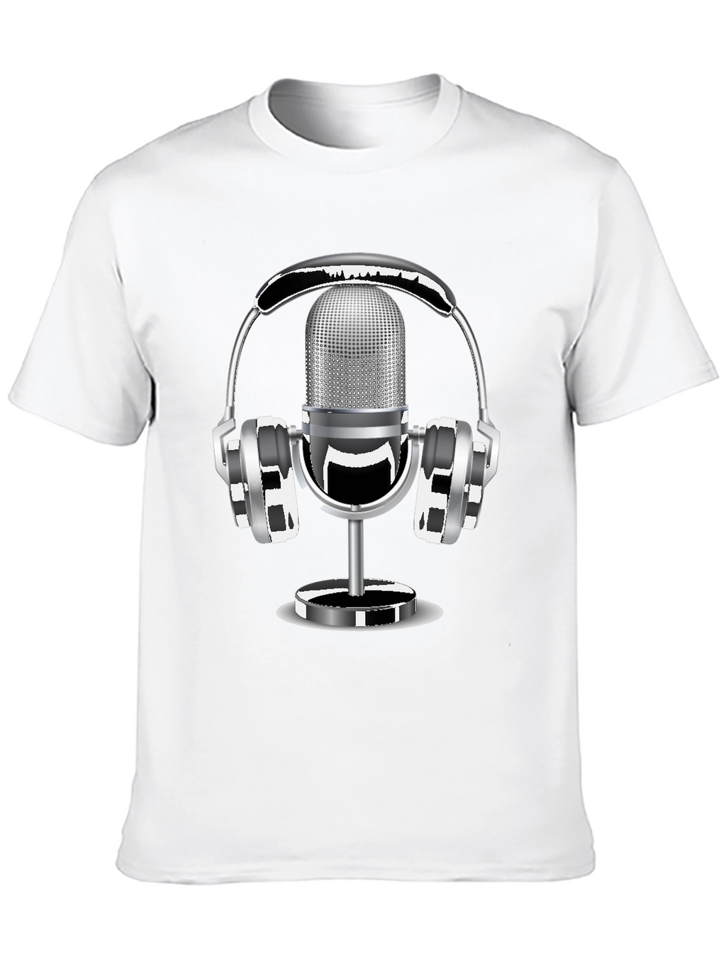 Retro Microphone & Headphones Graphic T-Shirt