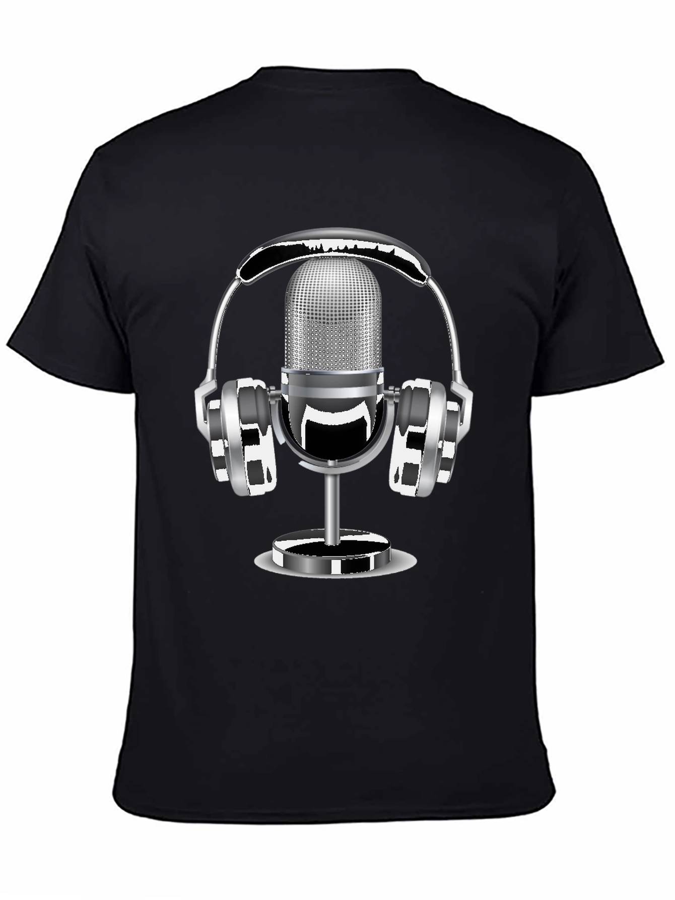 Retro Microphone & Headphones Graphic T-Shirt