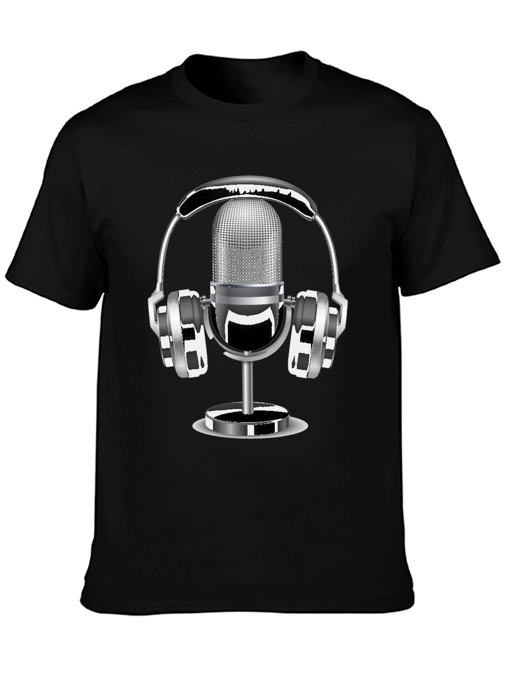 Retro Microphone & Headphones Graphic T-Shirt