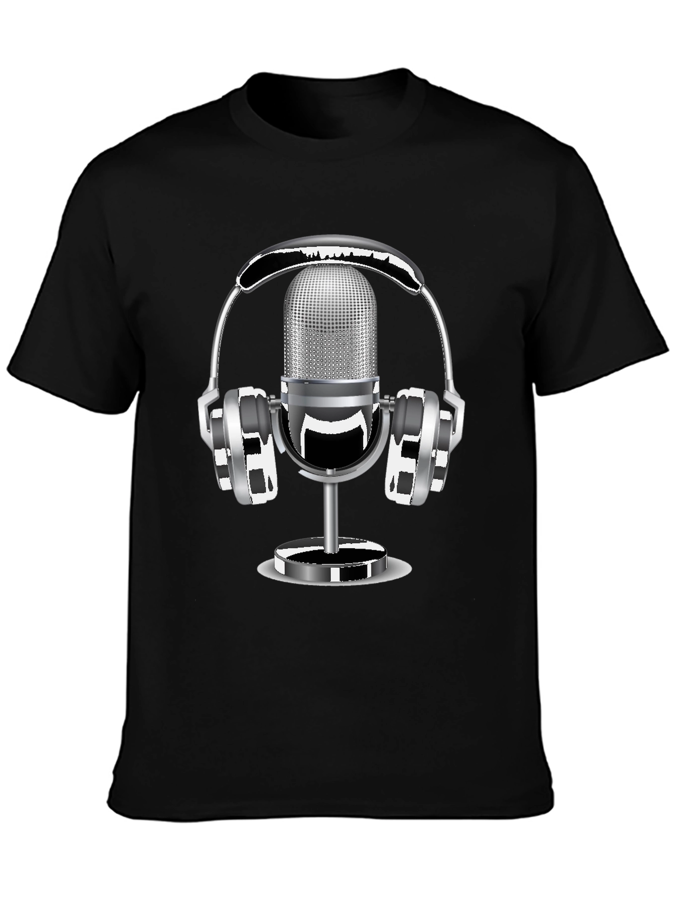 Retro Microphone & Headphones Graphic T-Shirt