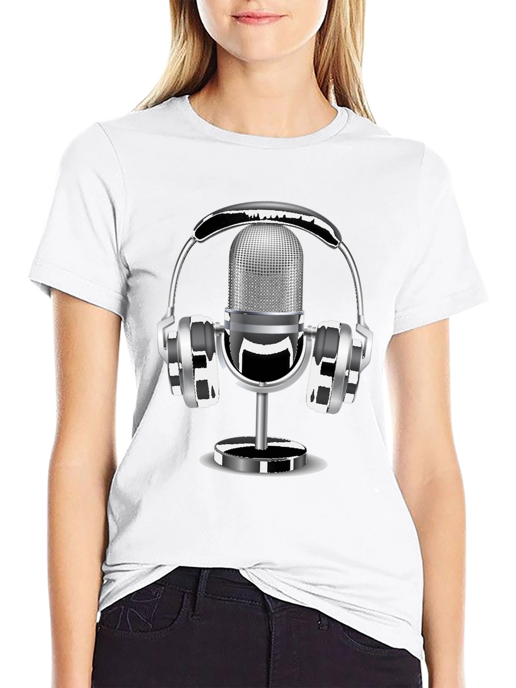 Retro Microphone & Headphones Graphic T-Shirt