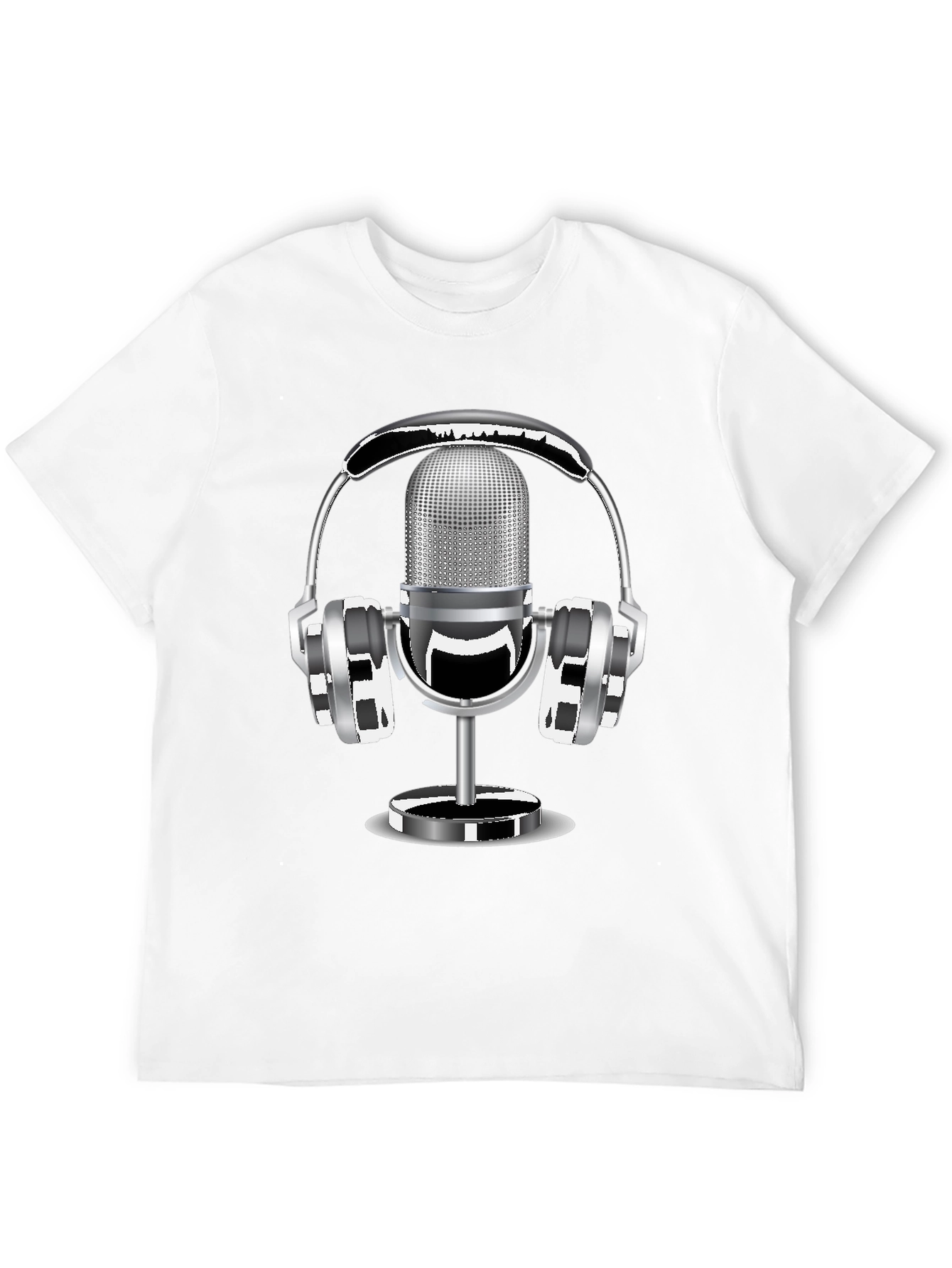 Retro Microphone & Headphones Graphic T-Shirt