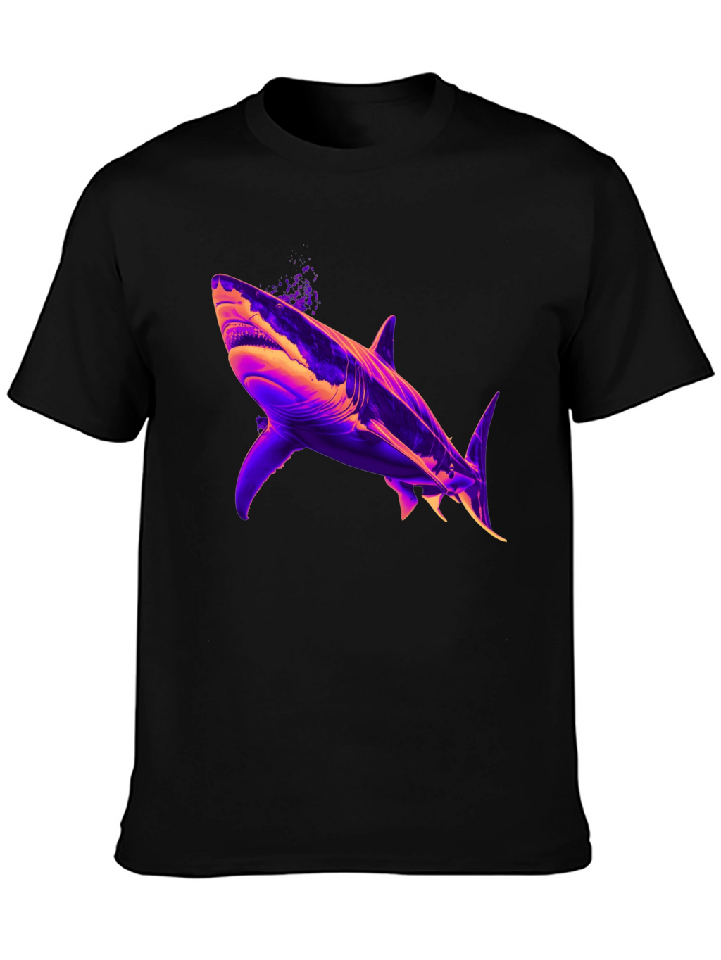 Shark Graphic Print Mens Black T-Shirt