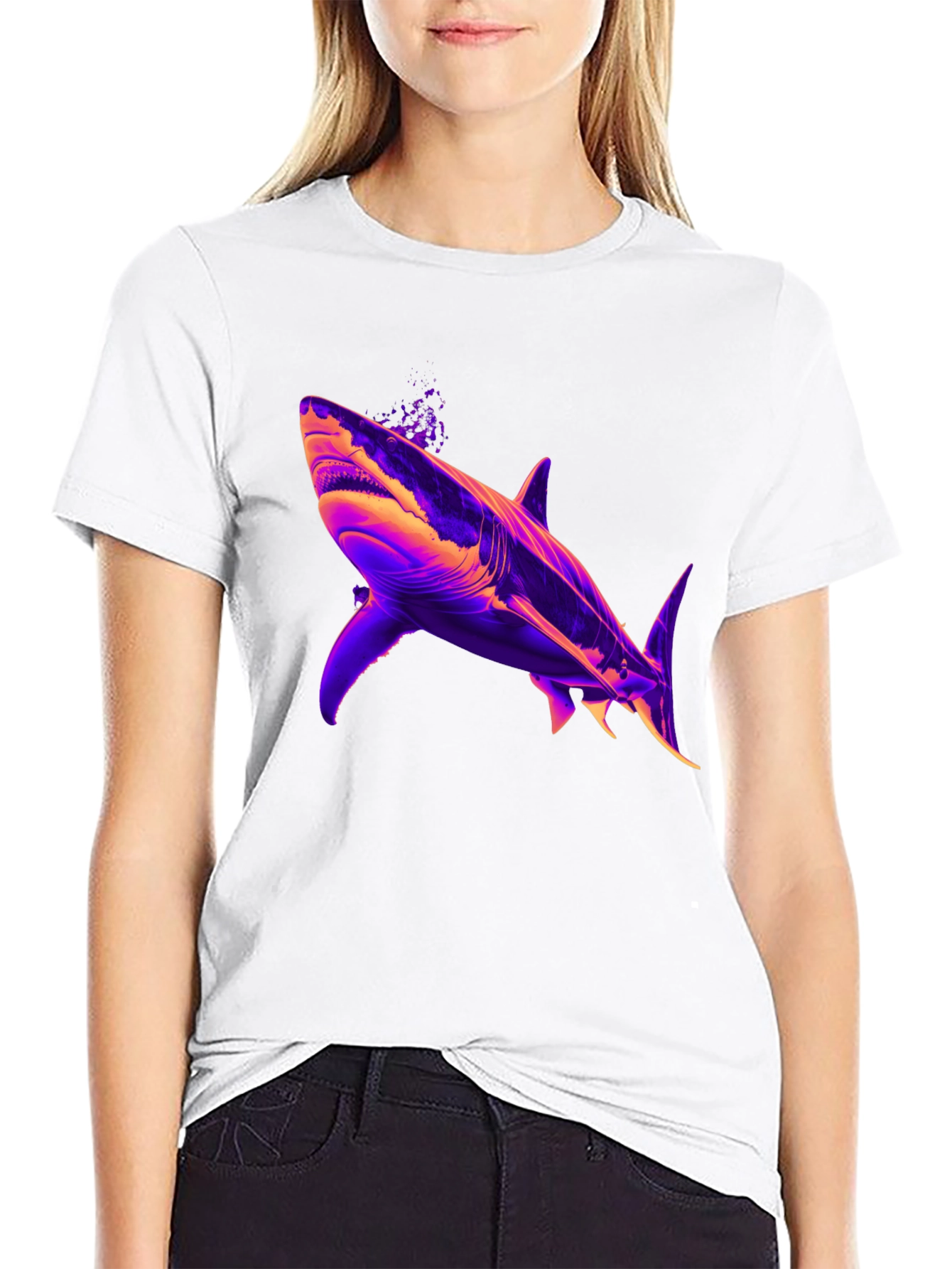 Shark Graphic Print Mens Black T-Shirt
