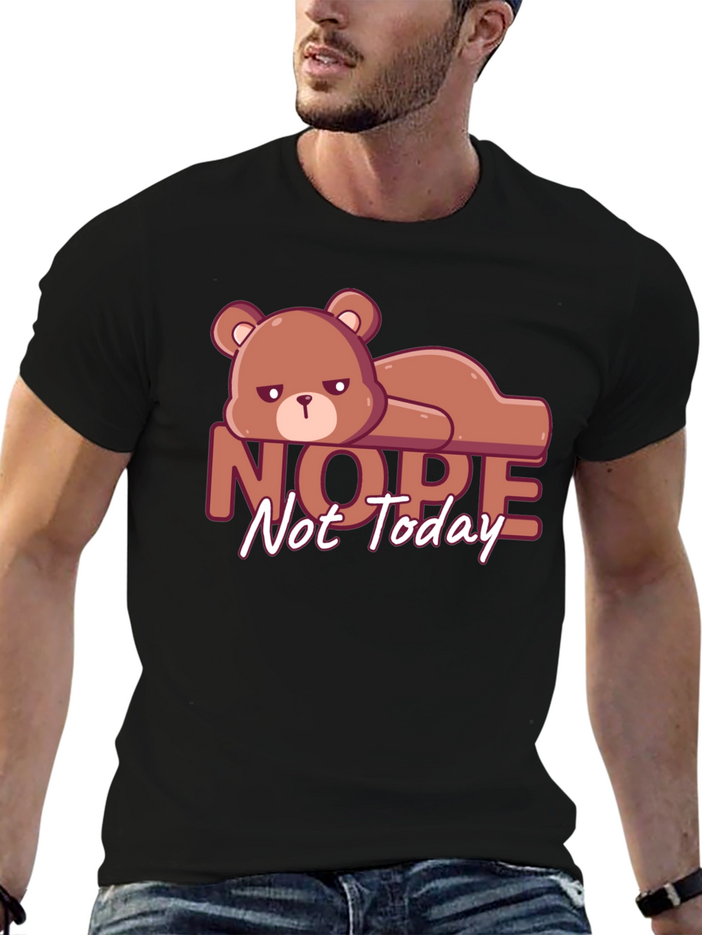 Nope Not Today T-Shirt Lazy Bear Graphic Tee
