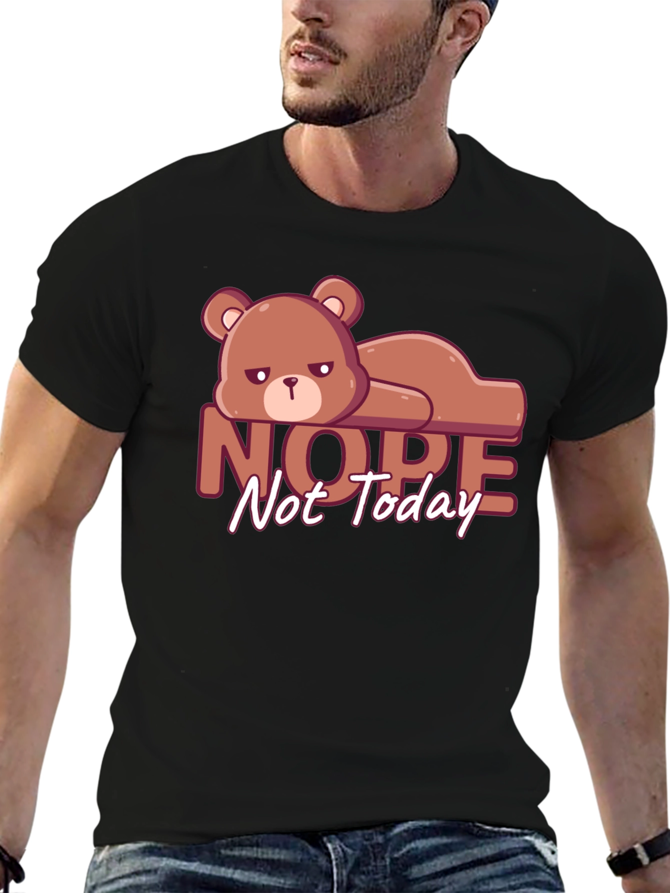 Nope Not Today T-Shirt Lazy Bear Graphic Tee