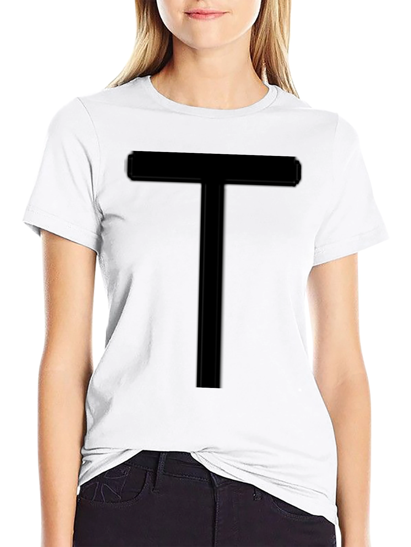 Bold Black Tee with T Design - Modern Casual Wear