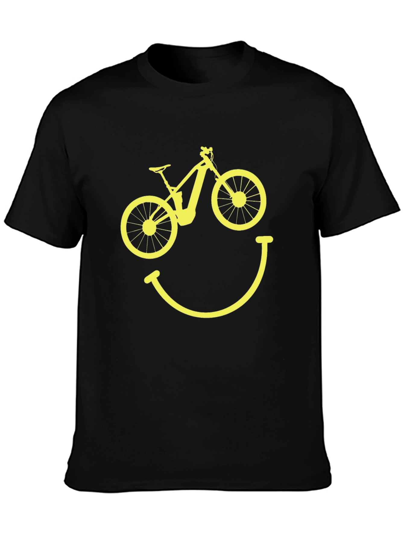 Bike Smile Graphic Tee - Black Cotton T-Shirt