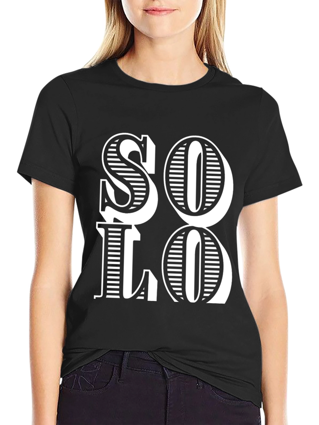 Stylish Black SOLO Graphic Print Tee