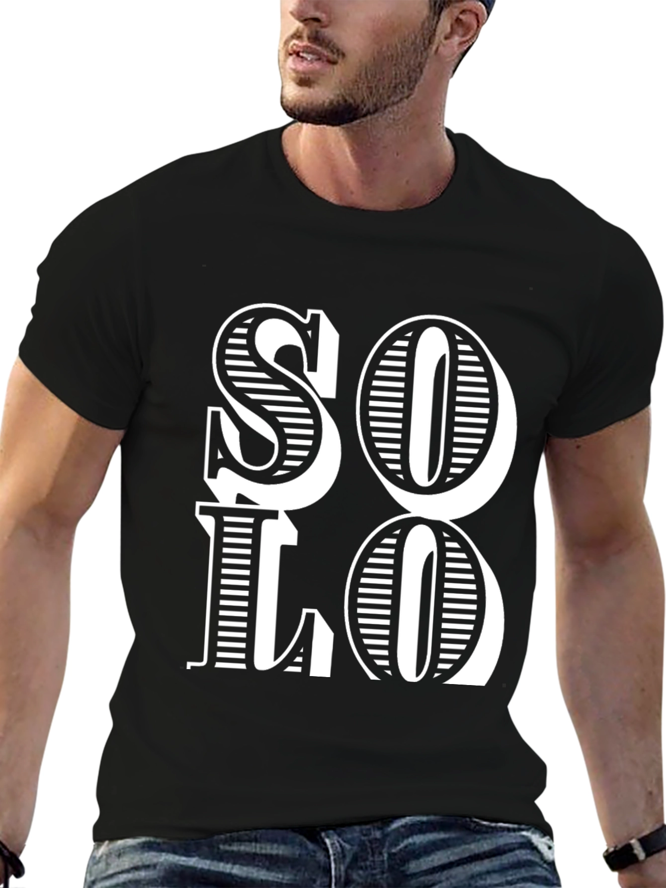 Stylish Black SOLO Graphic Print Tee