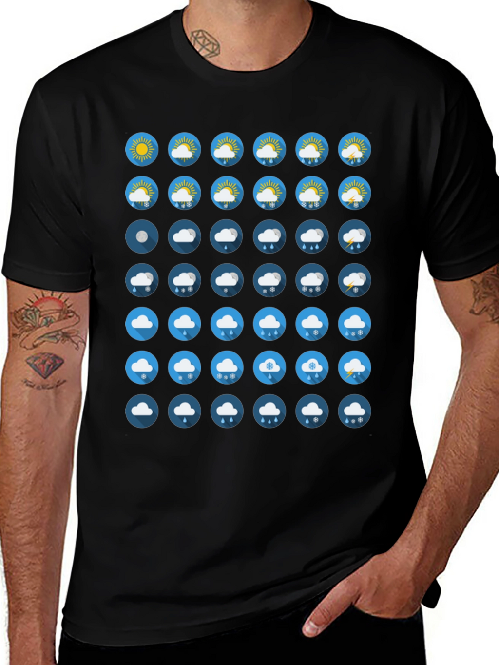 Weather Icon Black T-Shirt