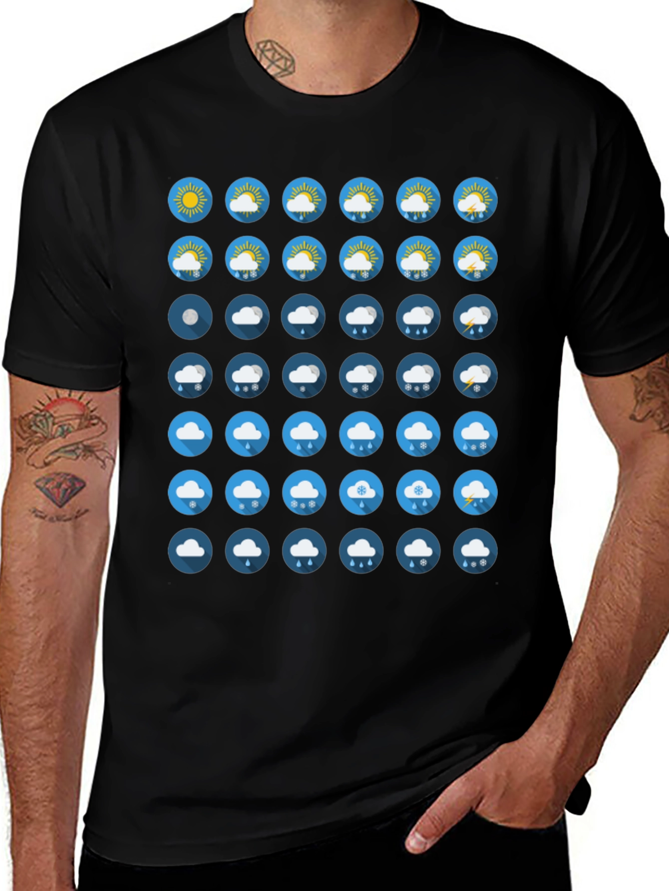 Weather Icon Black T-Shirt