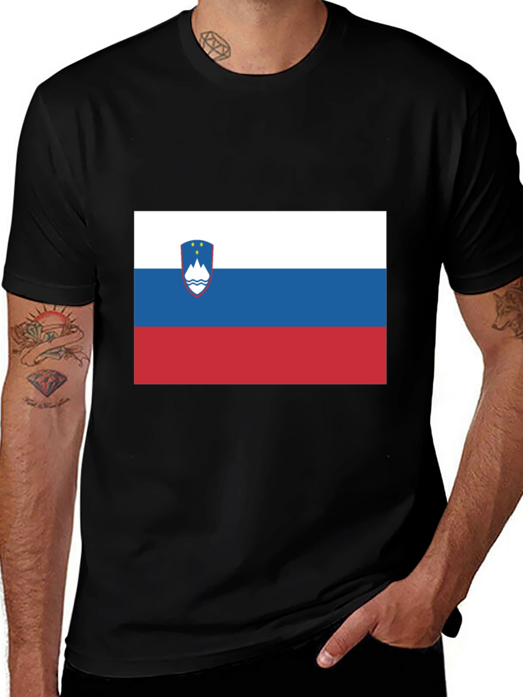 Slovenian Flag T-Shirt - Black Cotton Tee