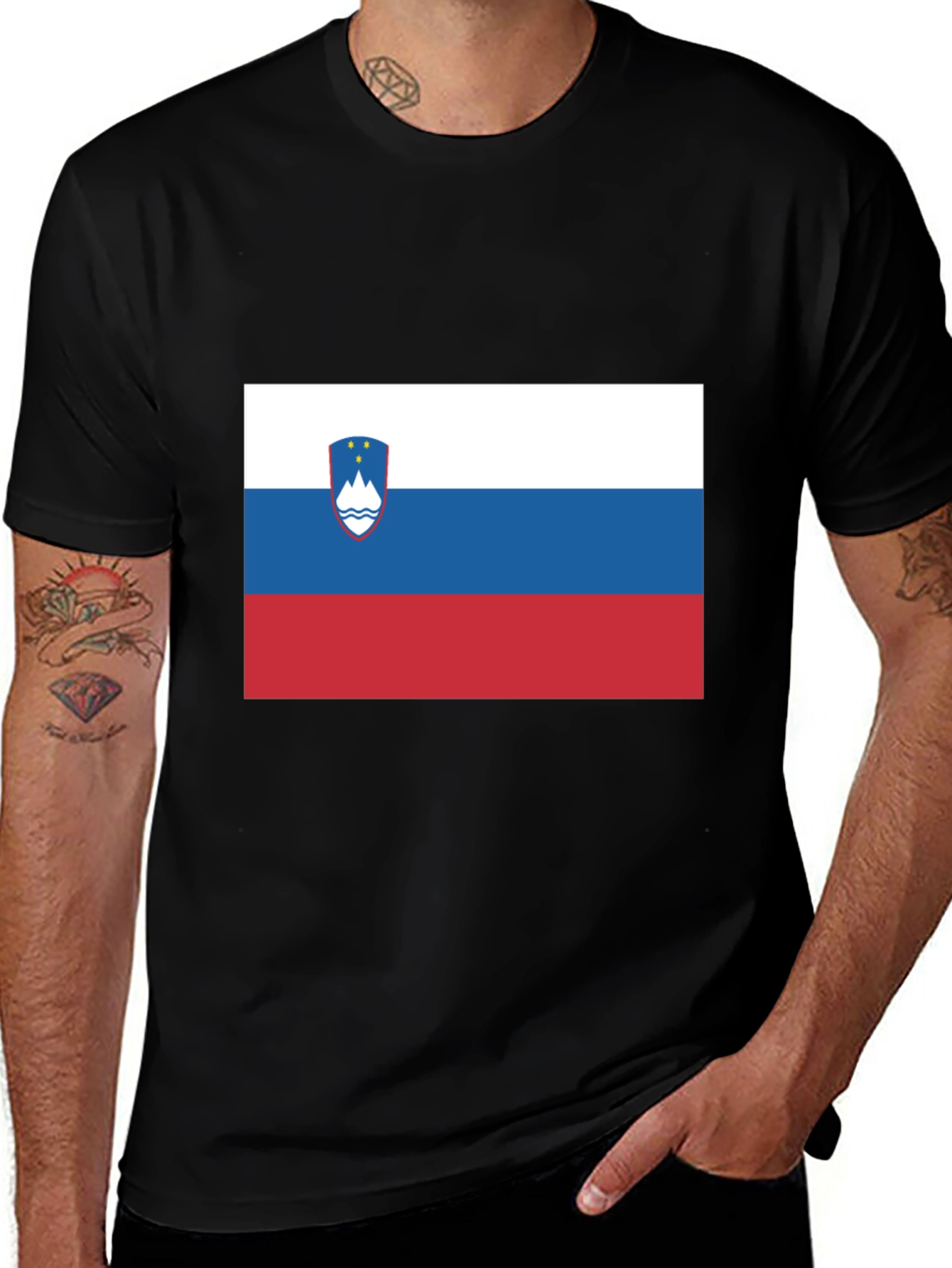 Slovenian Flag T-Shirt - Black Cotton Tee