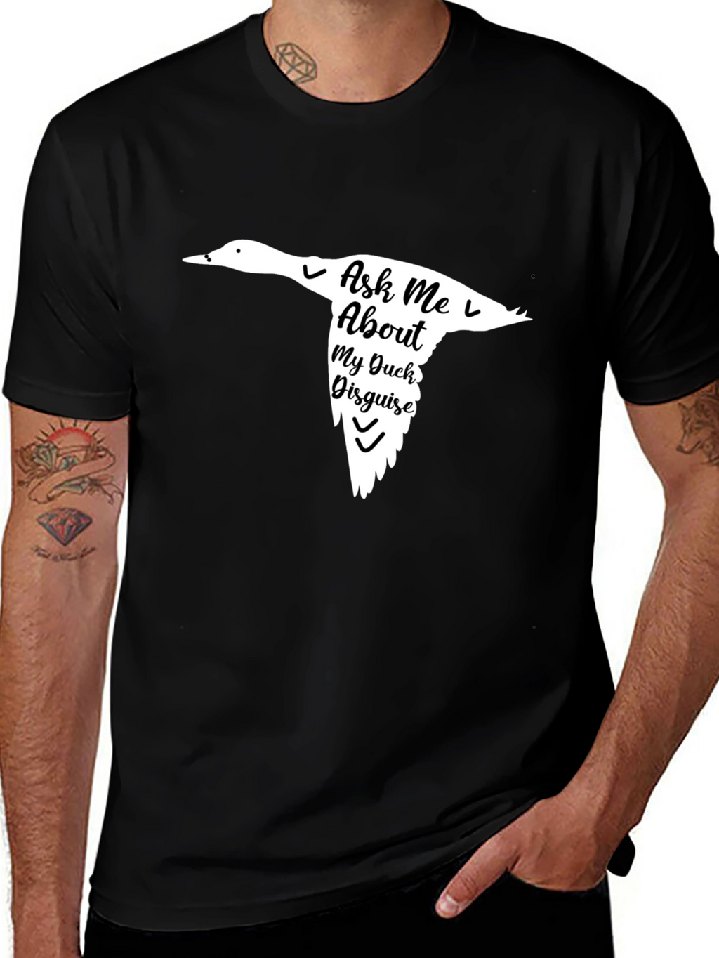 Ask Me About My Duck Disguise Black T-Shirt